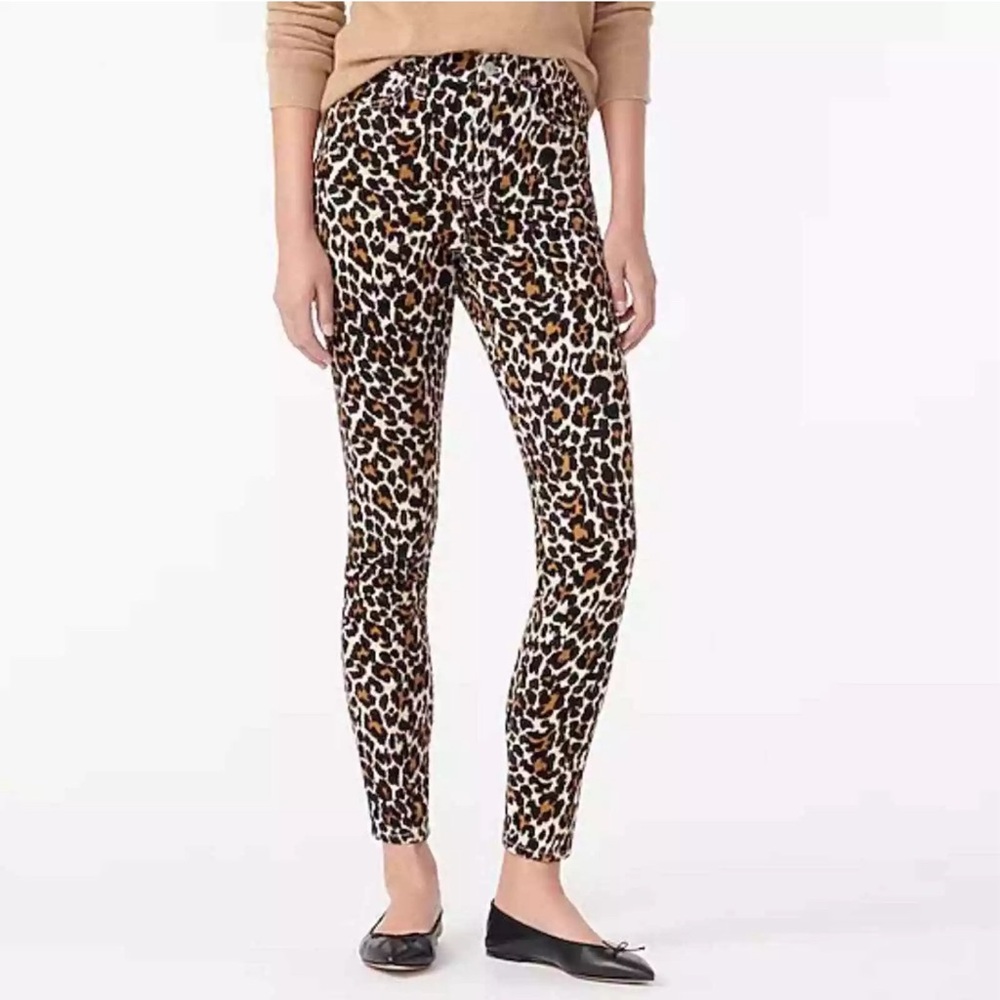 J. Crew Toothpick Highest Rise Corduroy Leopard Cheetah Print Pants Skinny 837